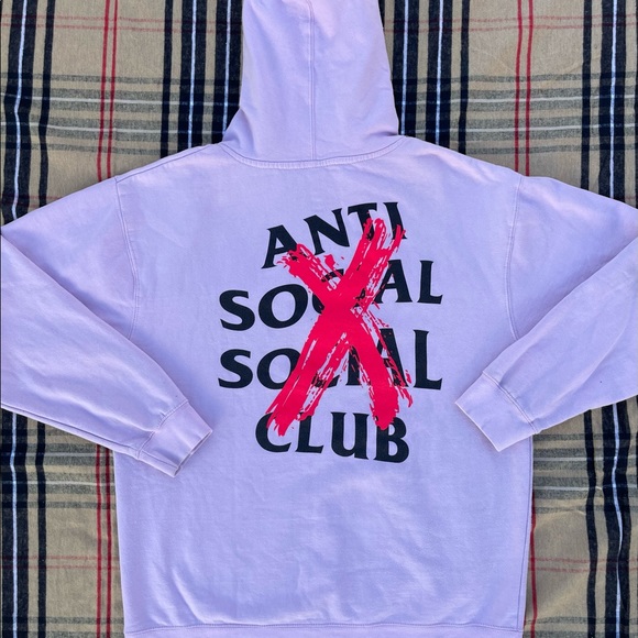 Anti Social Social Club Cancelled Hoodie Mens Sz Large Color Pink ASSC - Picture 8 of 12